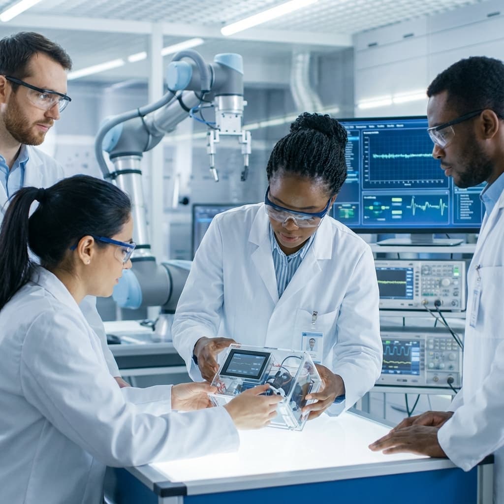 Medical professionals analyzing data